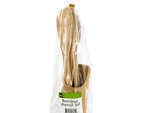 Case of 4 - Bamboo Utensil Set with Container