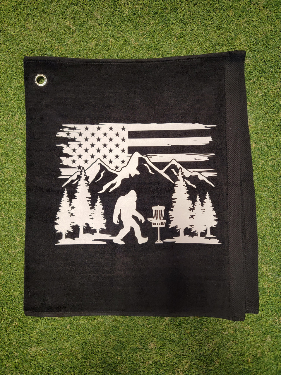 Carbella Designs Towel Sasquatch Flag White on Black