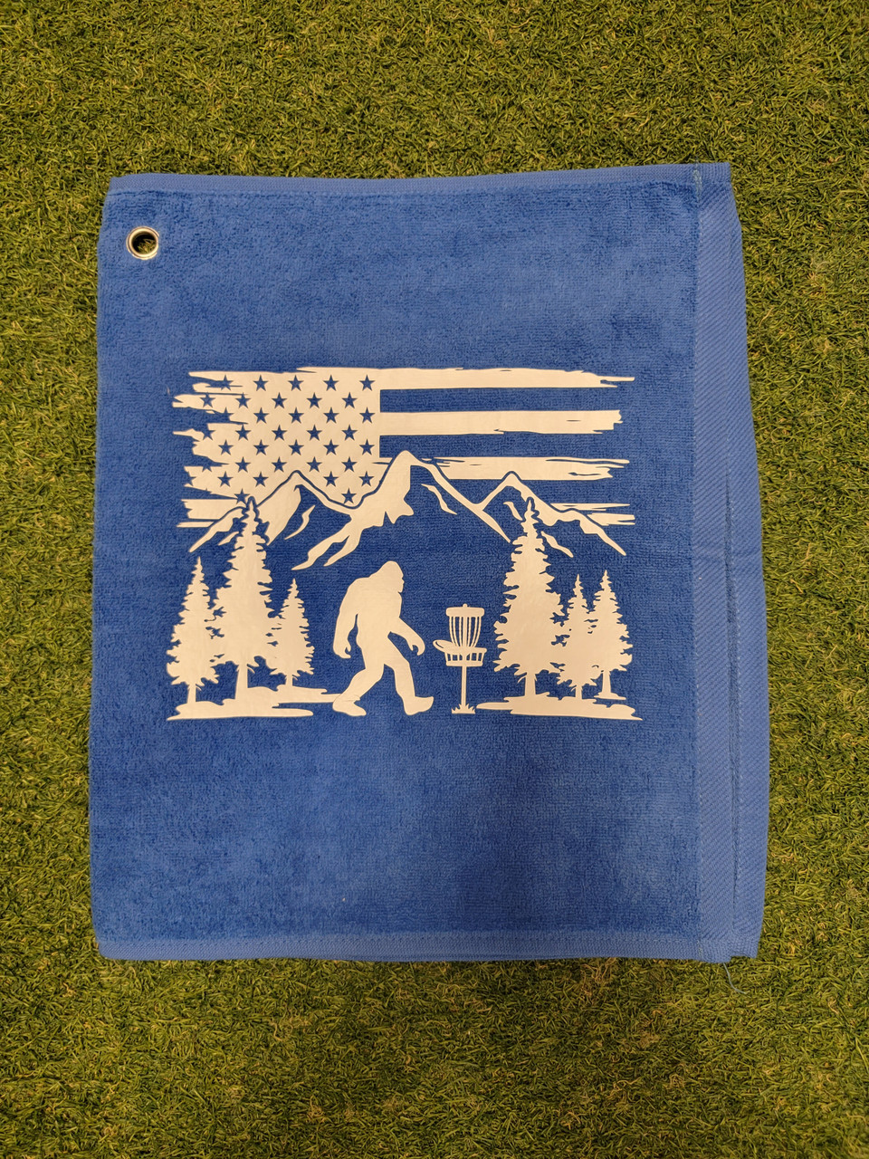 Carbella Designs Towel Sasquatch Flag White on Blue