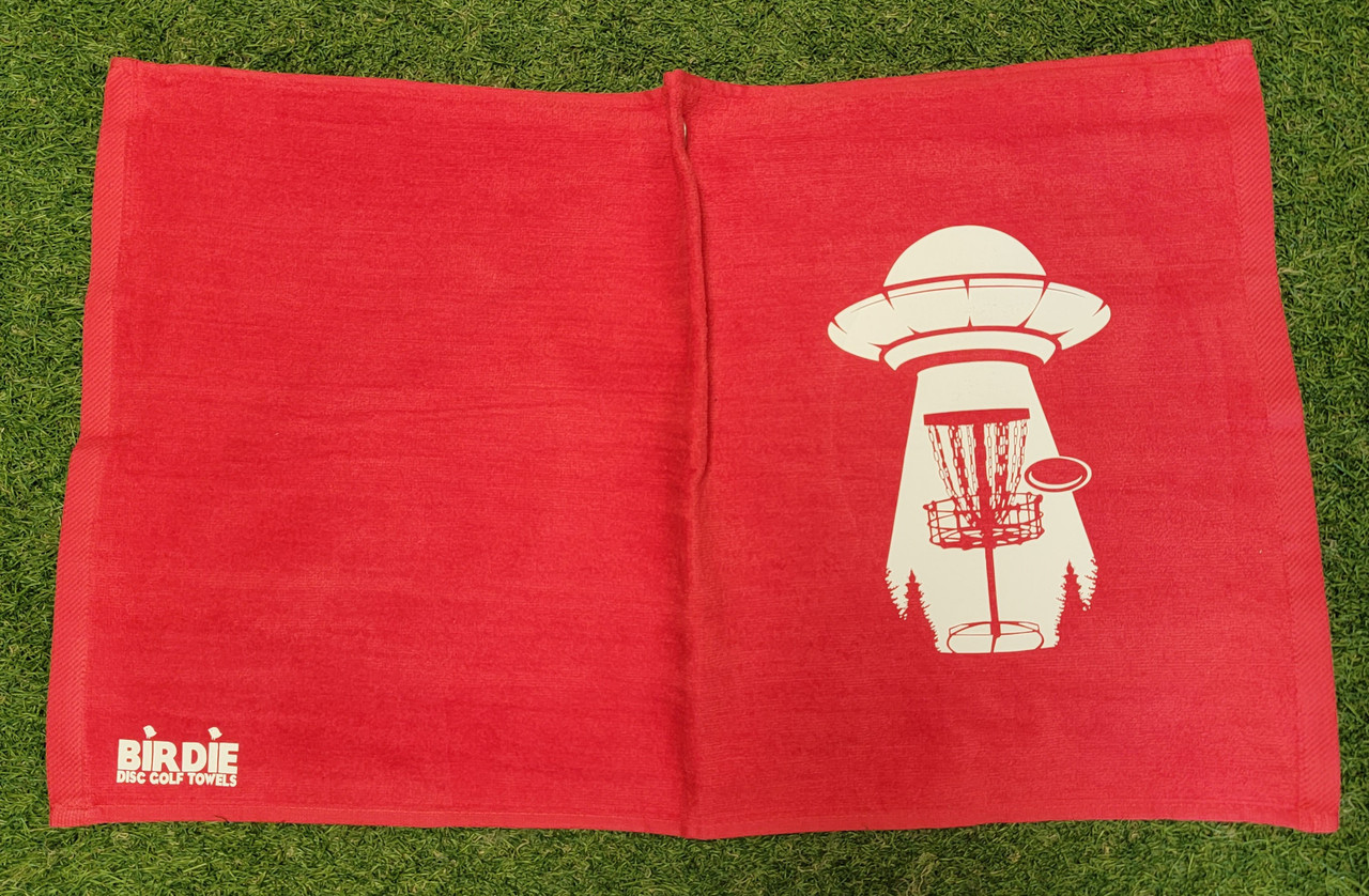 Carbella Designs Towel UFO White on Red