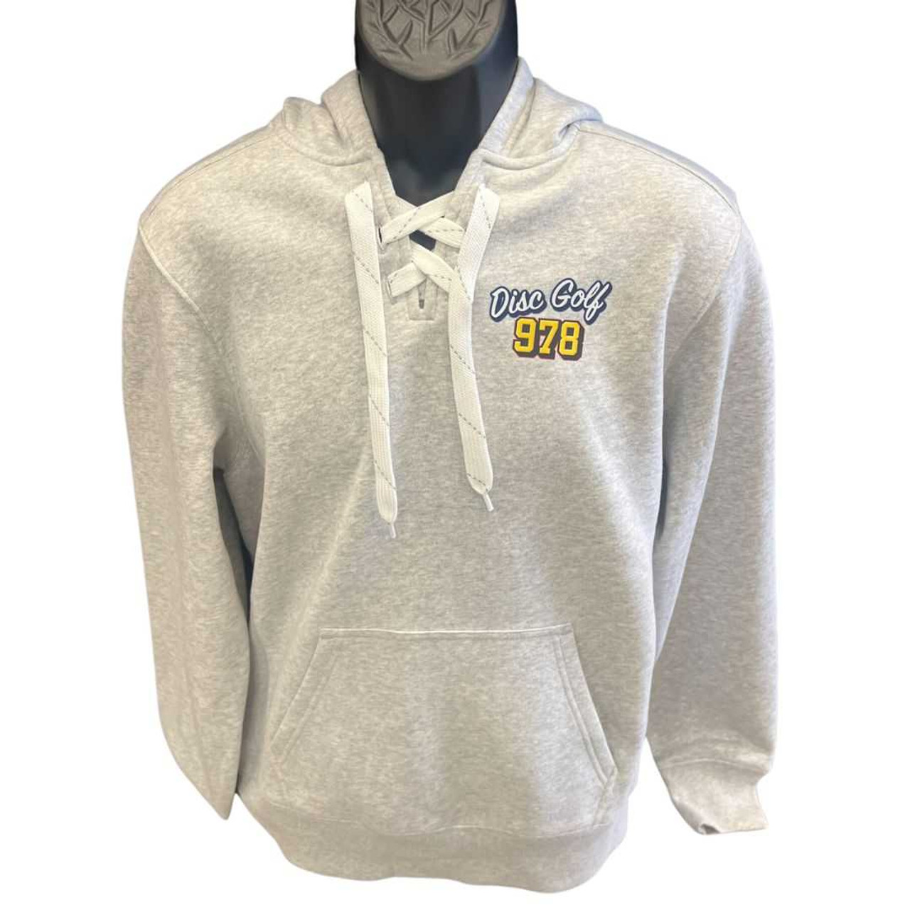 Disc Golf 978 Lace Up Pullover Hooded Sweat Shirt - Light Gray