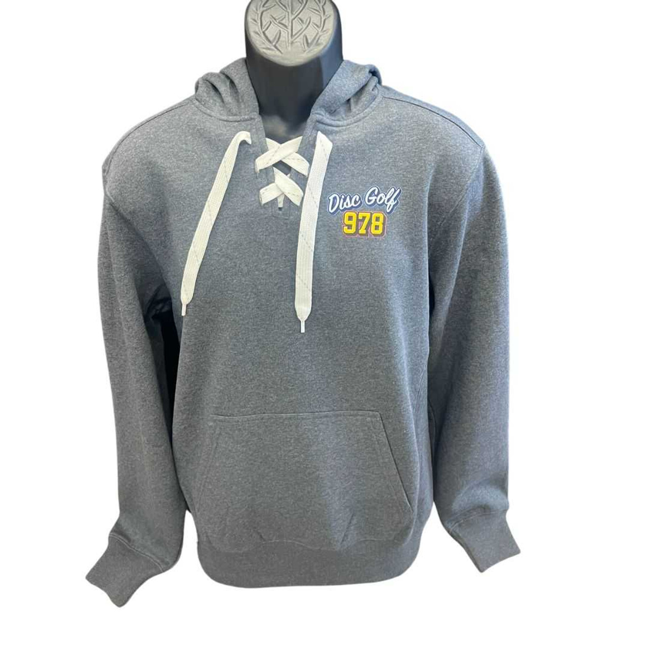 Disc Golf 978 Lace Up Pullover Hooded Sweat Shirt - Dark Gray