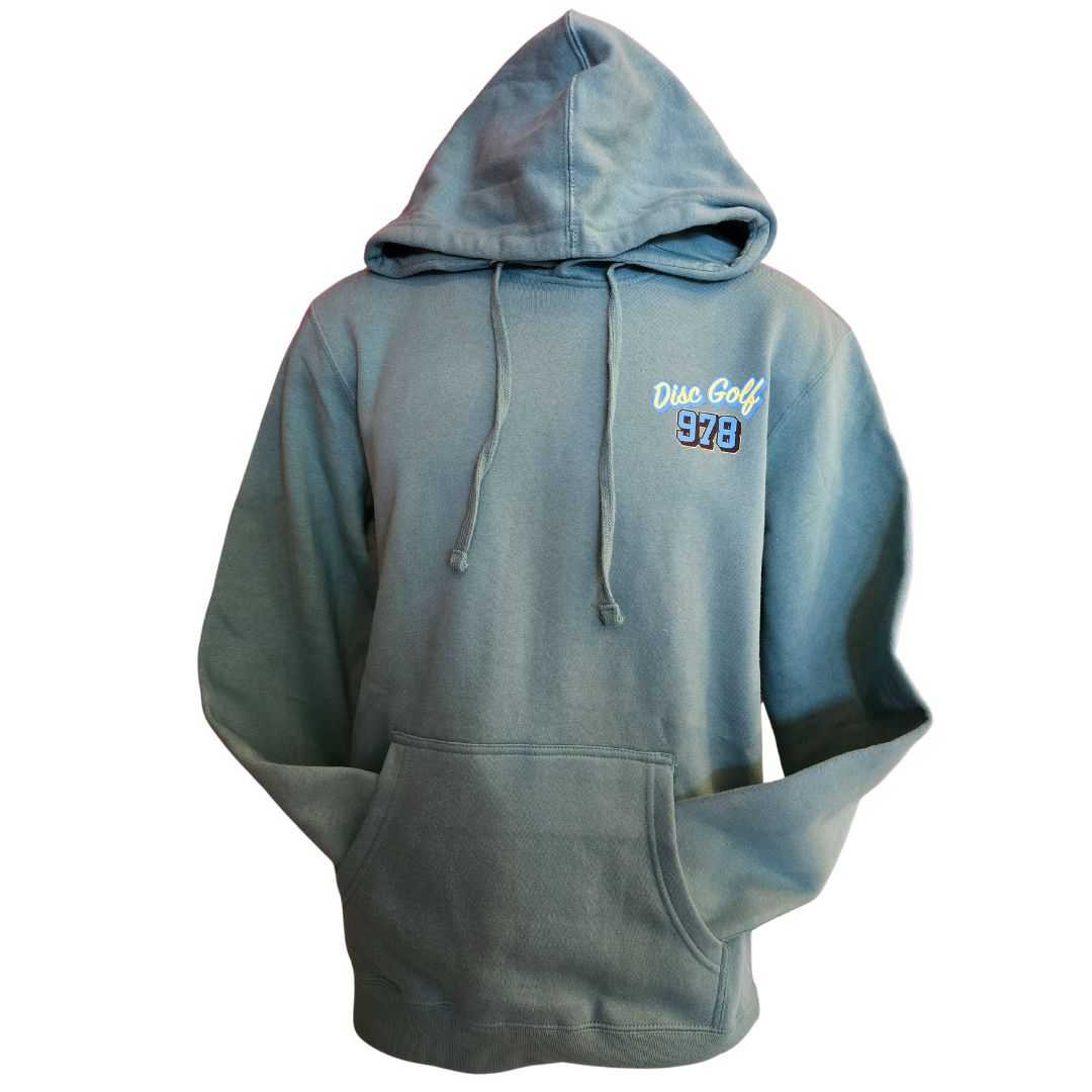 Disc Golf 978 Fleece Hoodie Eucalyptus Blue with Teal Logo