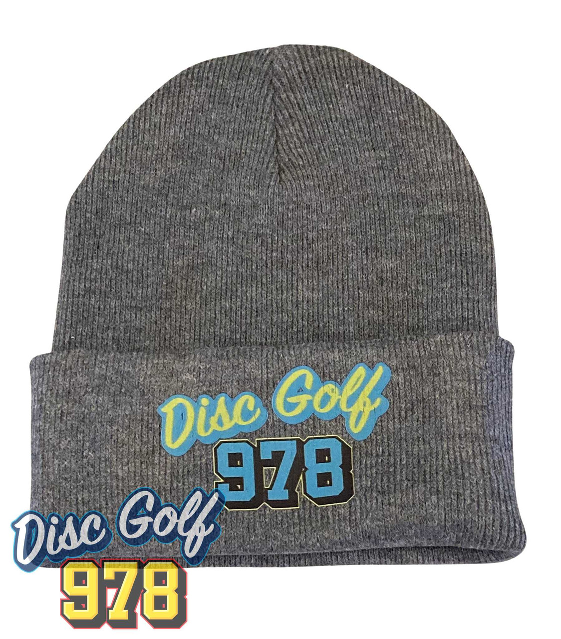 Disc Golf 978 Beanie Slate w/Teal Logo