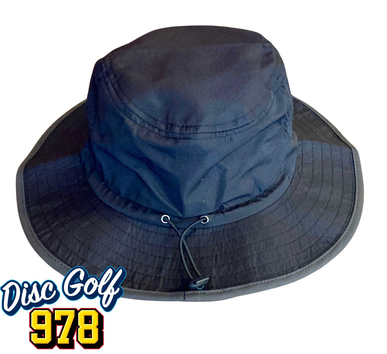 Disc Golf 978 Perforated Legend Boonie Bucket Hat - Black White/Yellow Logo
