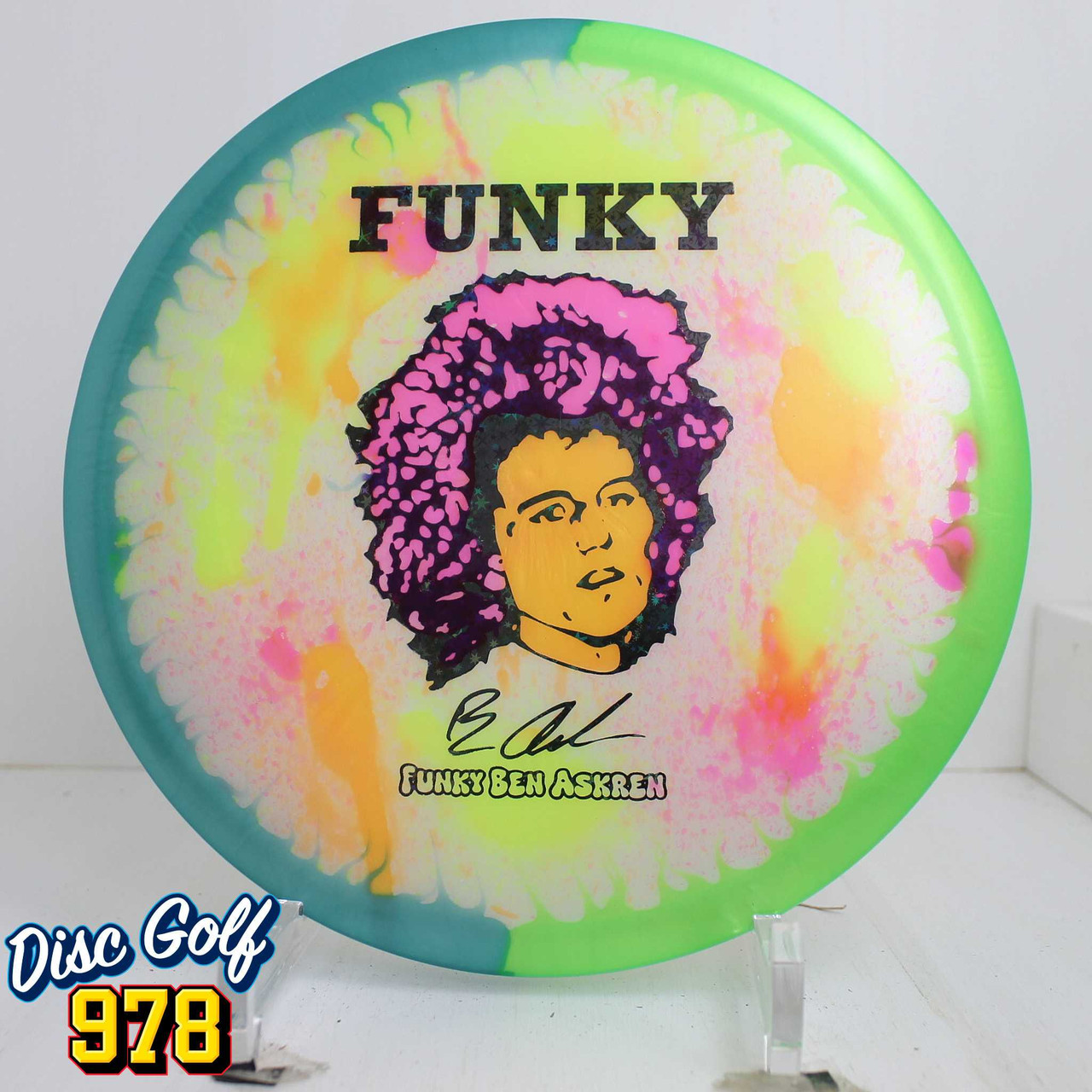 Discraft Buzzz Big Z Funky Ben Askren CM Dyes 175.9g NeonGreen/Teal Splatter
