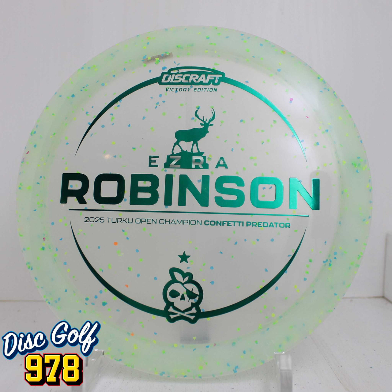 Discraft Predator Z Confetti Ezra Robinson 2025 Turku Open Victory Edition 173.9g Grellow/Blue E