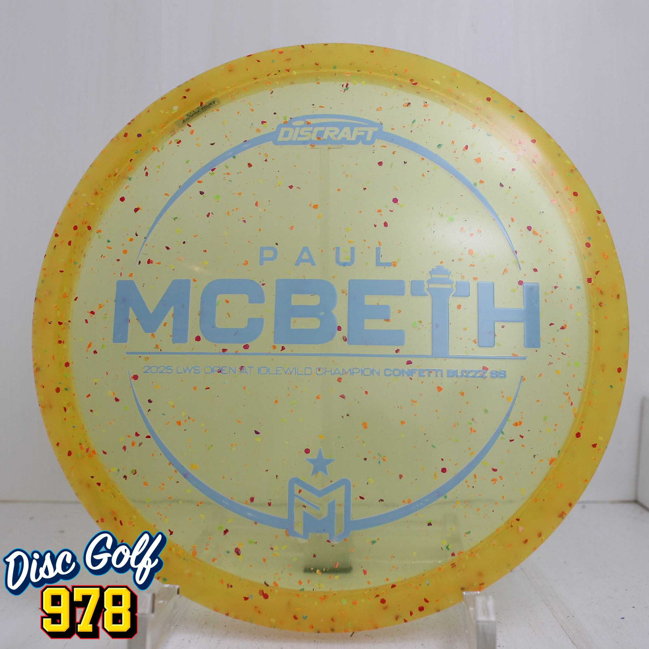 Discraft Buzzz SS Z Confetti Paul McBeth Victory Edition 175.1g Yellow/Orange with Grey/Blue Foil