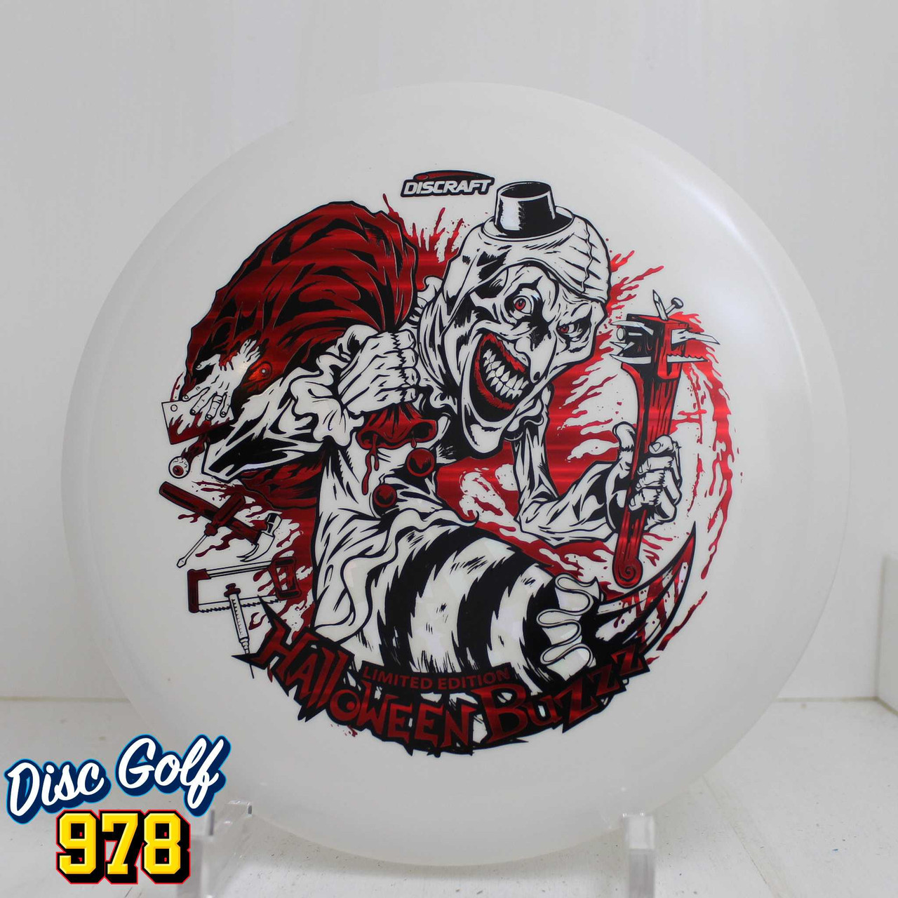 Discraft Buzzz Tri-Foil Glo 2025 Halloween 179.6g Red and White Foil