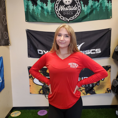 Disc Golf 978 Women's Dri-Fit True Red Long Sleeve Tee