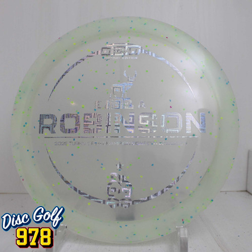 Discraft Predator Z Confetti Ezra Robinson 2025 Turku Open Victory Edition 174.1g Clear Green/Blue