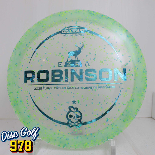 Discraft Predator Z Confetti Ezra Robinson 2025 Turku Open Victory Edition 172.7g Grellow/Blue B