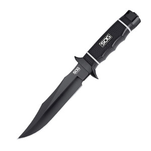 SOG Tech Bowie - Fixed 6.4" Black Plain Blade Kraton Handle Kydex Sheath SOG Tech Bowie - Fixed 6.4" Black Plain Blade Kraton Handle Kydex Sheath