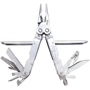 SOG PowerLock w/ V-Cutter Stainless Finish 18 Tool Multi-Tool with Nylon Sheath SOG PowerLock w/ V-Cutter Stainless Finish 18 Tool Multi-Tool with Nylon Sheath