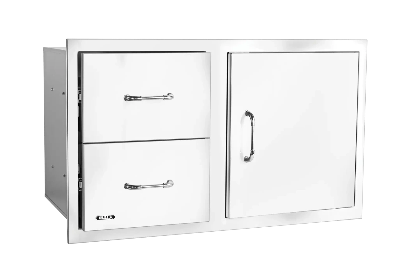 Bull 30" Stainless Steel Single Storage Door w/ 2 Drawer Combo w/ Reveal  25890