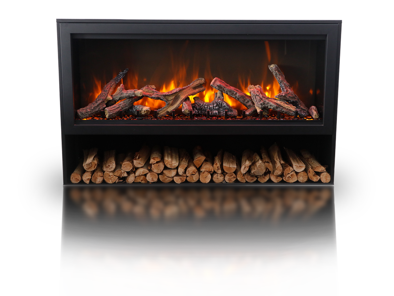 Amantii LF63-BLK-PDS Black Pedestal for LF63 — black storage pedestal installation; fireplace and logs sold separately