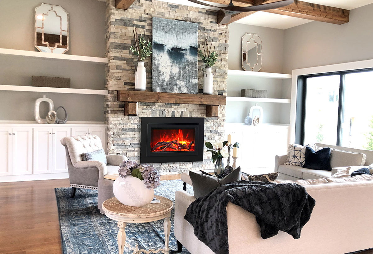 Amantii Traditional - 4 Sided Trim Kit for the TRD-33 | TRD-33-4 — accessory; installation view may include separately sold fireplace