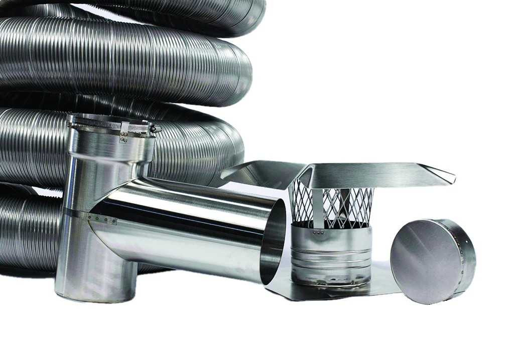 DuraVent 6" x 20' Stainless Steel Flex Liner with Tee Trap, Connectors, Top Plate and Cap L620TK-R6