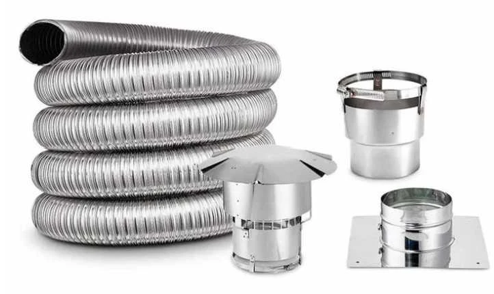 DuraVent Pro 6" x 35' Stainless Steel Flex Liner with Connectors, Top Plate and Cap 6DFPRO-35VK