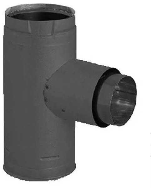 DuraVent 4" Black Galvalume Pellet Stove Single Adapter Tee w/ Cleanout Cap 3PVPTADB1