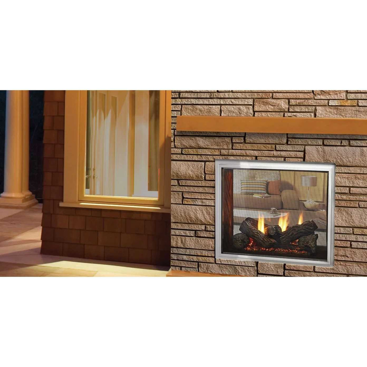 Majestic Fortress 36" Indoor/Outdoor See-Through Gas Fireplace ODFORTG-36
