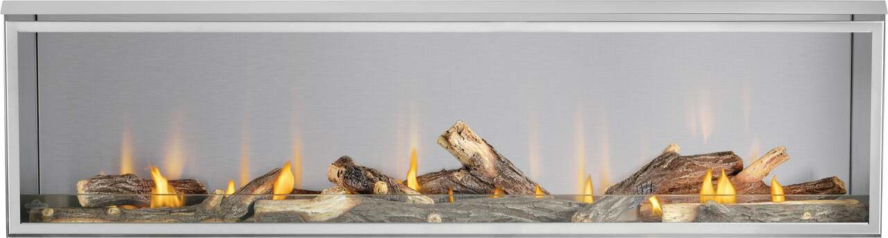Napoleon Galaxy 74-Inch Outdoor Natural Gas Fireplace GSS74NE shown with separately selected logs