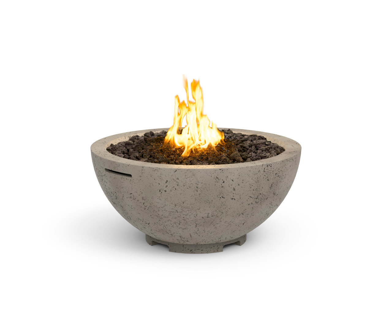 American Fyre Designs 32-inch fire bowl in Light Basalt; decorative media shown sold separately