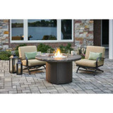 Outdoor Greatroom Marbleized Noche Beacon Round Gas Fire Pit Table BC-20-MNB
