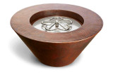 HPC Fire Mesa 32-Inch Round Hammered Copper Gas Fire and Water Bowl