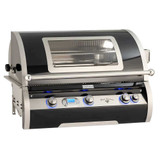Fire Magic Black Diamond Edition Island (35" x 108") - Smoke Base With Polished Black Lava Counter & Refrigerator Cutout