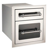 Fire Magic Black Diamond Edition Island (35" x 108") - Smoke Base With Polished Black Lava Counter & Double Drawer Cutout