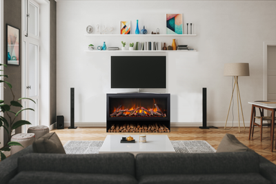 Amantii SYM-50-XT-BLK-PDS Black Pedestal for SYM-50-XT — accessory; installation view may include separately sold fireplace