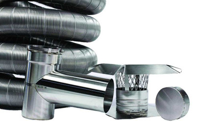 DuraVent 6" x 35' Stainless Steel Flex Liner with Tee Trap, Connectors, Top Plate and Cap L635TK-R6