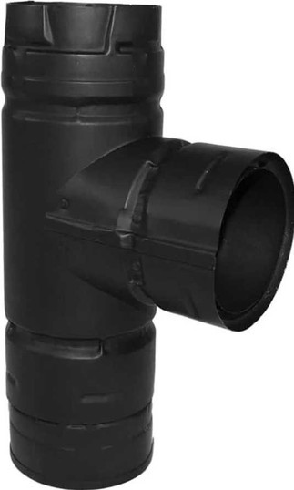 DuraVent 4" Black Galvalume Pellet Stove Single Tee w/ Cleanout Cap 4PVPT1B