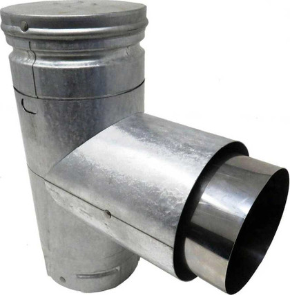DuraVent 4" Galvalume Pellet Stove Single Adapter Tee w/ Cleanout Cap 4PVPTAD1