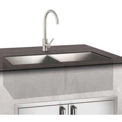 Fire Magic 3836 Stainless Steel Hot and Cold Mixer Faucet — faucet only; sink and cabinetry shown sold separately