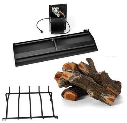 HPC 28" Electronic Ignition Natural Gas Dual Step Burner w/16" Arizona Weathered Oak Logs