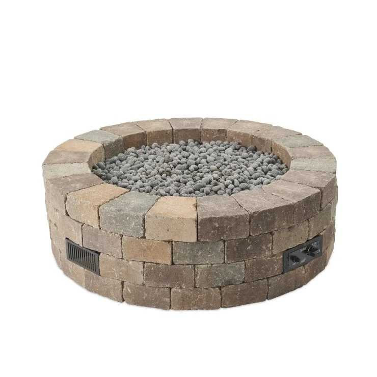 Outdoor Greatroom Bronson Block Round Gas Fire Pit Kit BRON52-K