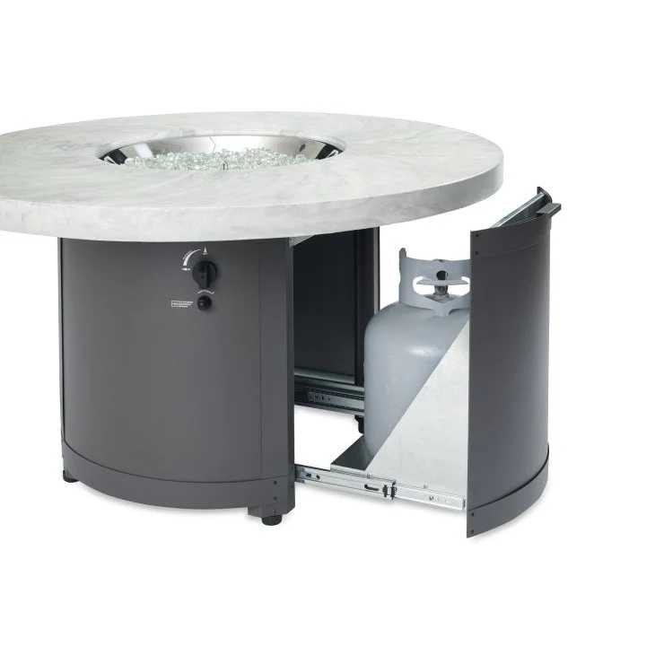 Outdoor Greatroom White Onyx Beacon Round Gas Fire Pit Table BC-20-WO