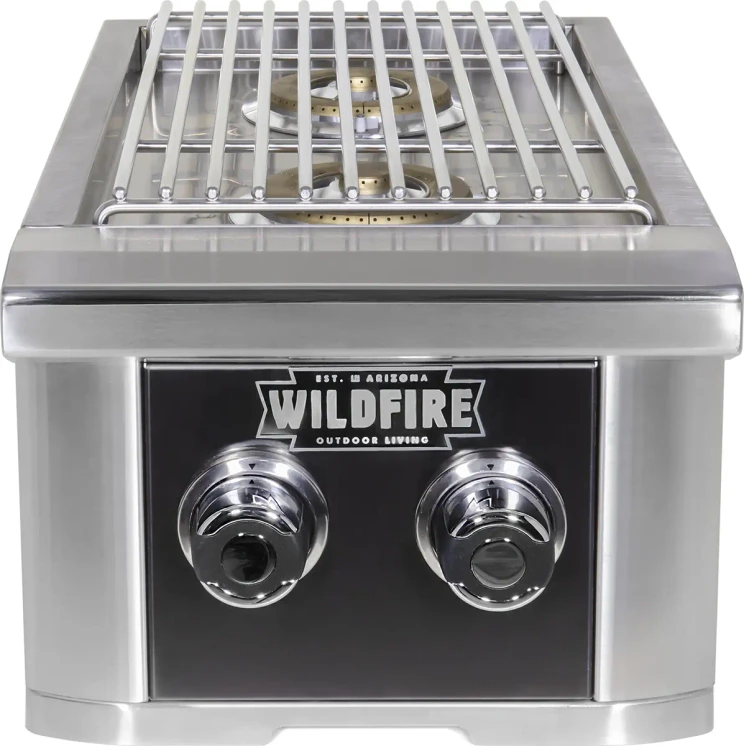 Wildfire Ranch Pro Double Side Burner 304 Black Stainless Steel Natural Gas - WFDBLSBRN-BSS-NG
