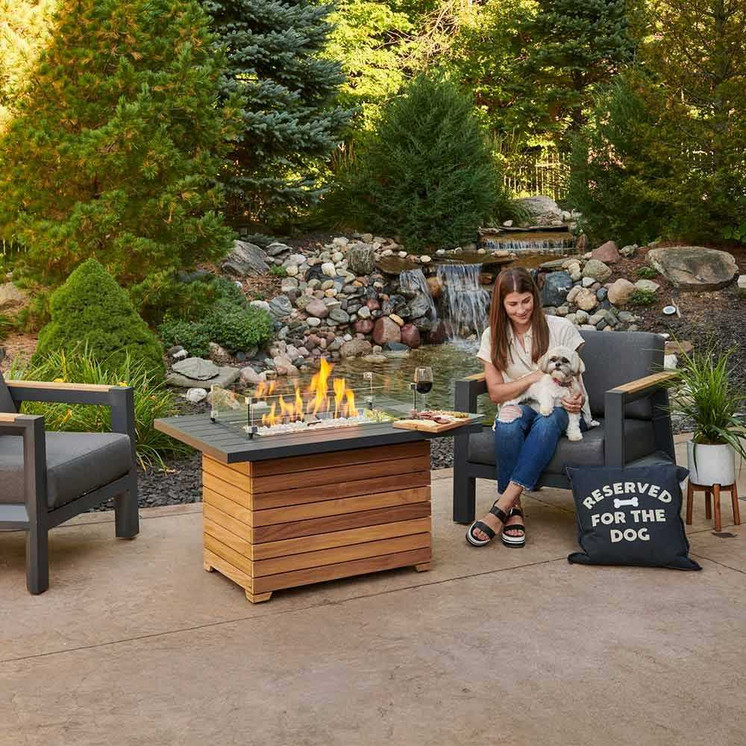 Outdoor Greatroom Darien Rectangular Gas Fire Pit Table with Aluminum Top DAR-1224-K