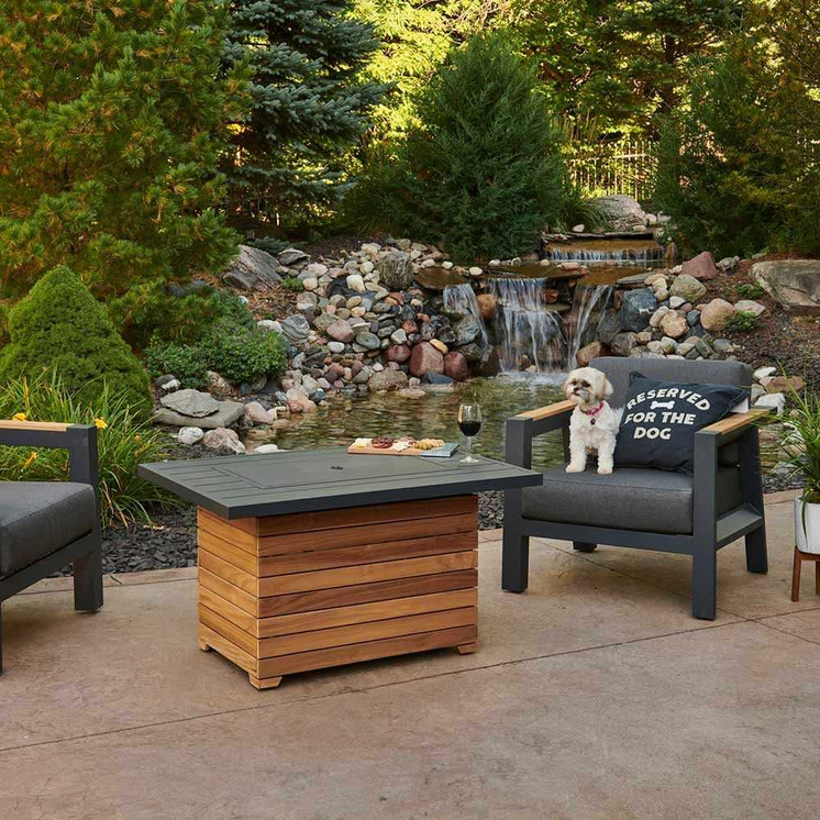 Outdoor Greatroom Darien Rectangular Gas Fire Pit Table with Aluminum Top DAR-1224-K