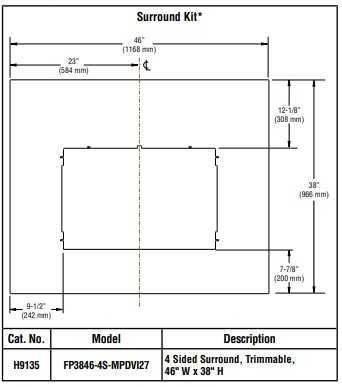 4 Sided Surround, Trimmable, 46" x 38" (for use with F3408 Full Front Façade Only) FP3846-4S-MPDVI27