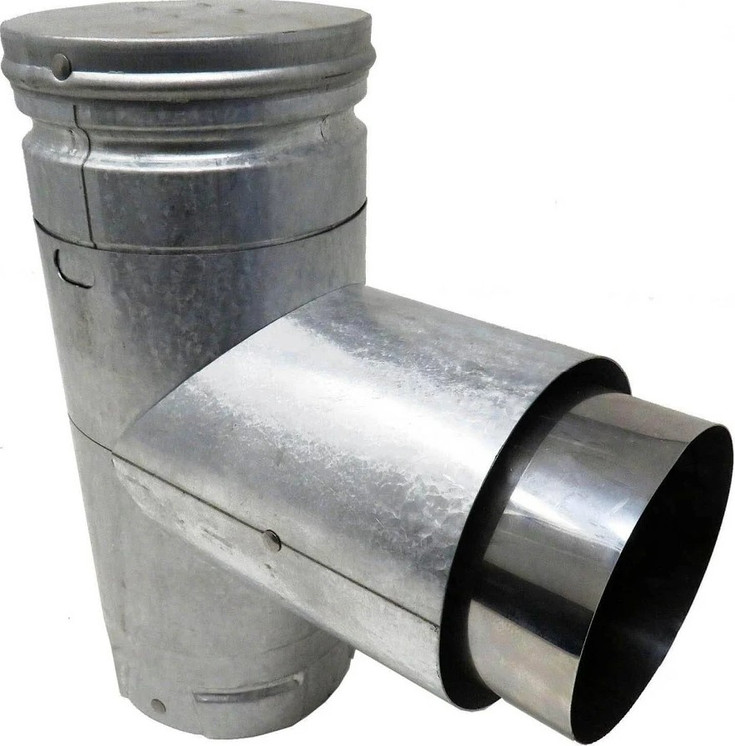 DuraVent 3" Galvalume Pellet Stove Single Adapter Tee w/ Cleanout Cap 3PVPTAD1