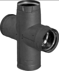 DuraVent 4" Black Galvalume Pellet Stove Double Tee w/ Cleanout Caps 4PVPDBTB1