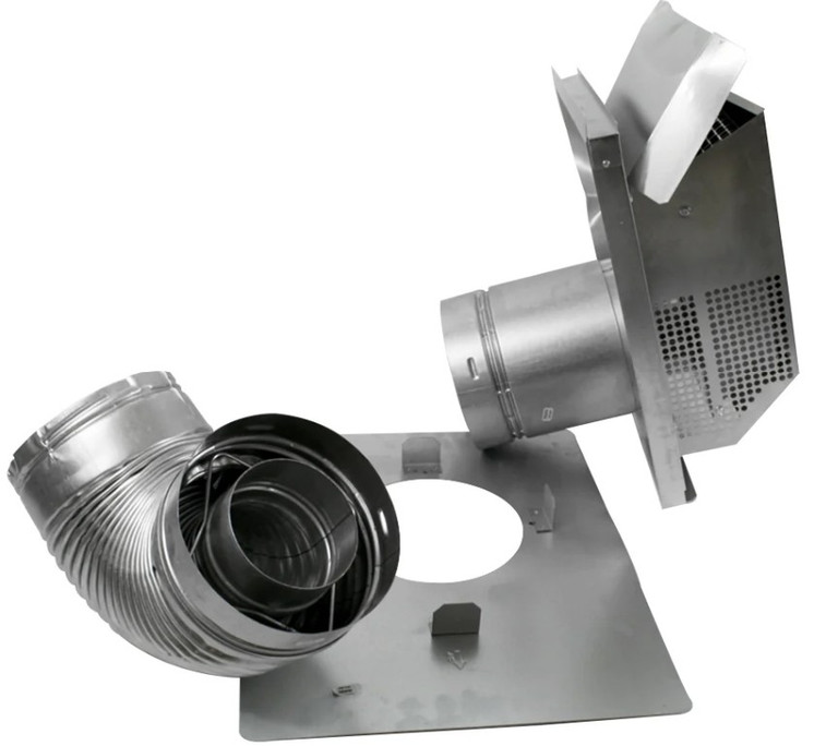 HHT Horizontal  Vent Termination Kit includes adj Termination Cap, 1" firestop, 3" firestop, 90 degree elbow, 9" - 12" adj. termination pipe SLP-HVTK