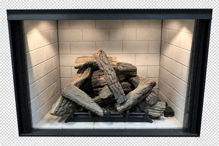 Monessen MONALST overhead accent lighting shown installed in a fireplace
