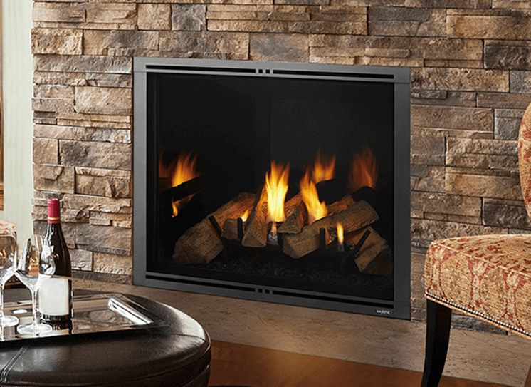 Majestic Marquis II 36" Direct Vent Natural Gas Fireplace MARQ36IN-B — manufacturer installation image; finishing options shown