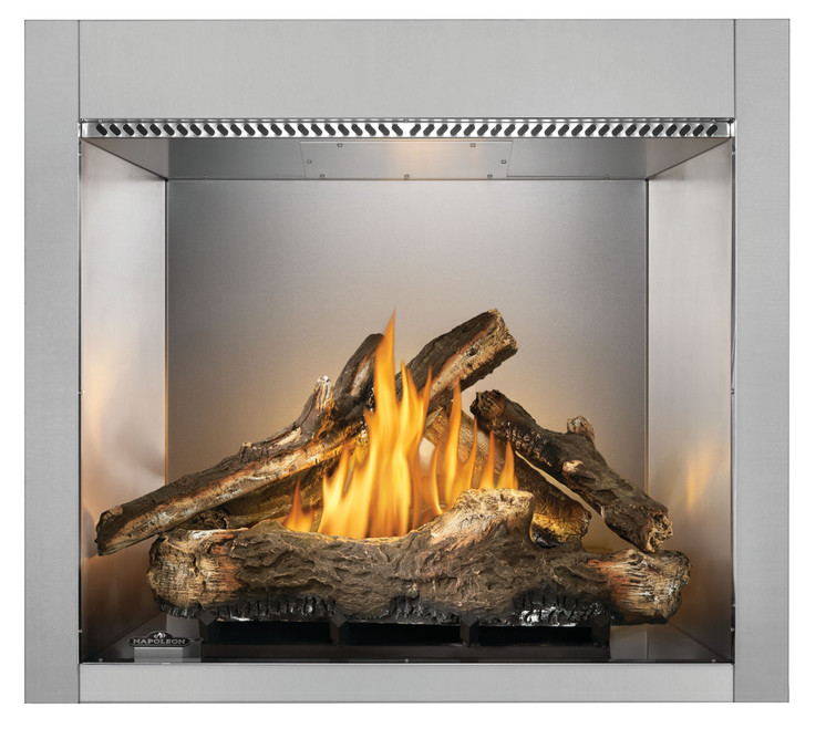 Napoleon Riverside 36-Inch Outdoor Natural Gas Fireplace RSS36NE shown with separately selected logs