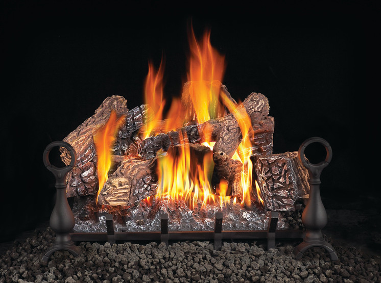Napoleon Fiberglow 24-Inch Vented Natural Gas Log Set GL24NE with included grate, andirons and logs